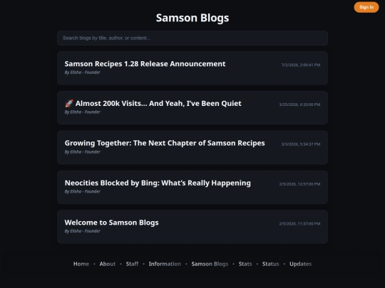 Pages/blogs screenshot