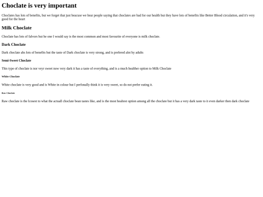 Chocolatewebpage screenshot