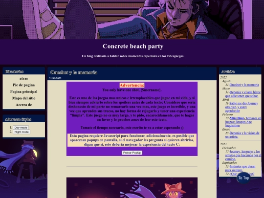 pages/gamesBlog/spanish/2022/august/Oneshotylamemoria screenshot