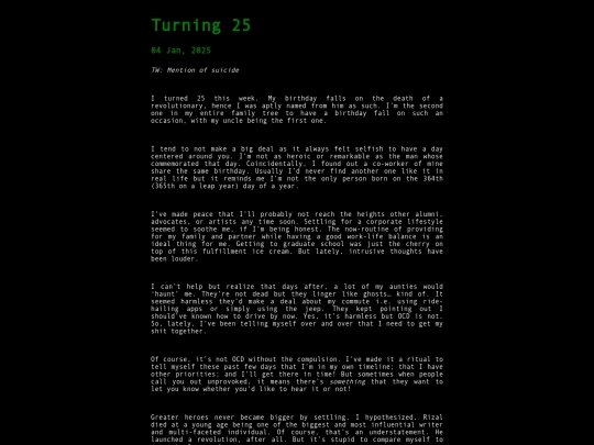 posts/2025-01-04-Turning-25 screenshot