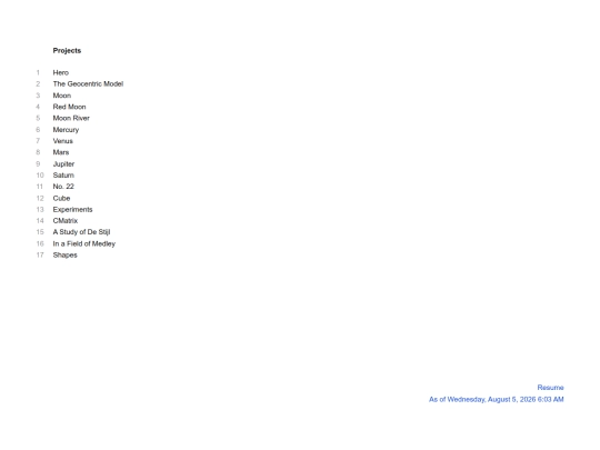 projects screenshot