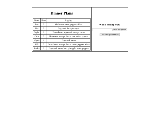 dinnerplans screenshot