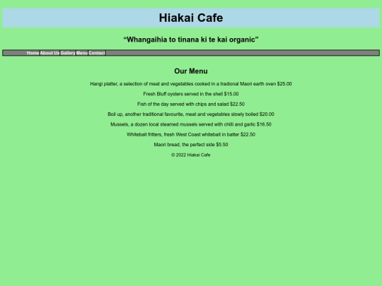 menu screenshot