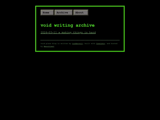 voidplazablog/blog/archive screenshot