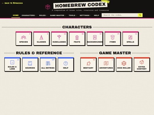 pages/homebrew_codex_index screenshot