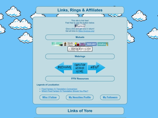 links screenshot