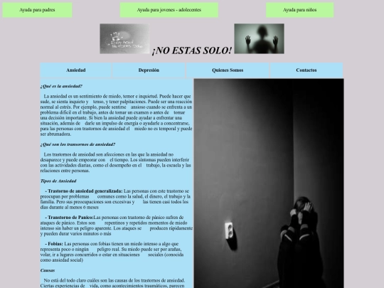 Ansiedad y Depresión/Html/Inicio screenshot