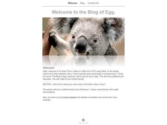 The_Blog_of_Egg/Welcome screenshot