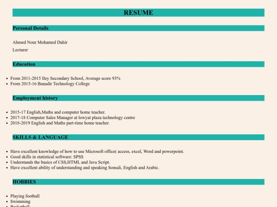 resume screenshot
