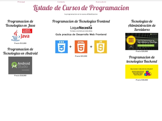 cursos/menu screenshot