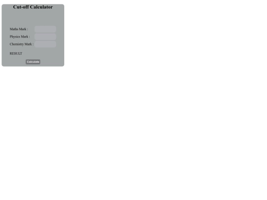 cut-off calculator screenshot