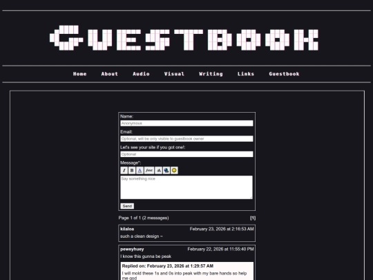 guestbook screenshot