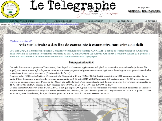 Le Télégraphe - Gustave Jaume/Articles/art0005 screenshot