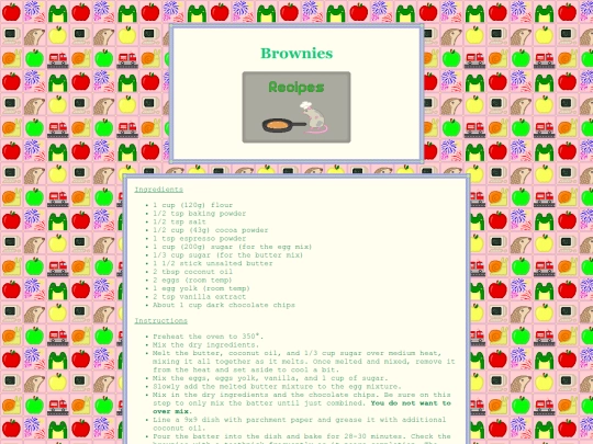 recipes/brownies screenshot