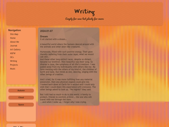 Writing screenshot