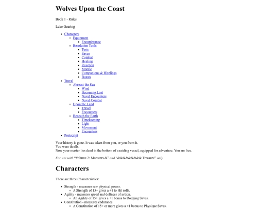 Wolves Upon the Coast Book 1 - Rules screenshot