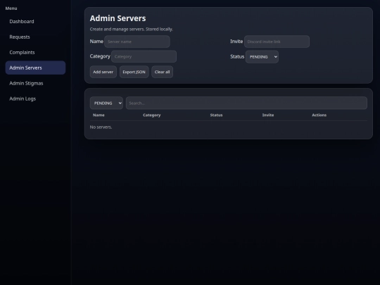 admin-servers screenshot