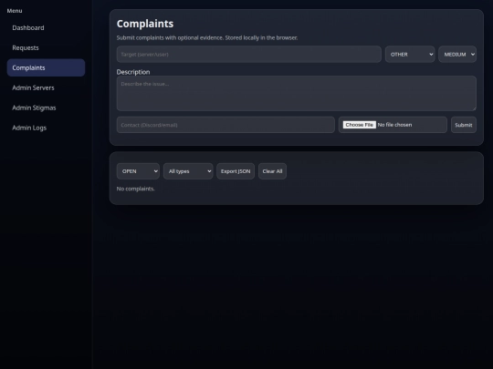complaints screenshot
