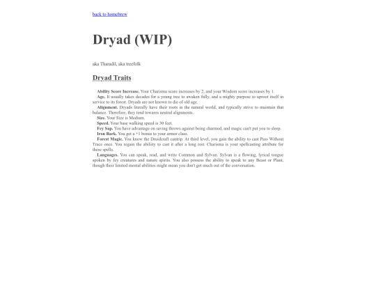 homebrew/race_dryad screenshot