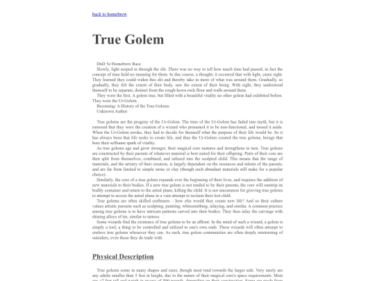 homebrew/race_trueGolem screenshot