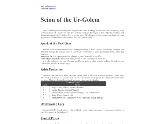 homebrew/sorcerer_urGolem screenshot