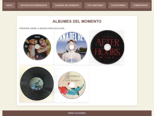 paginas/ALBUMES screenshot