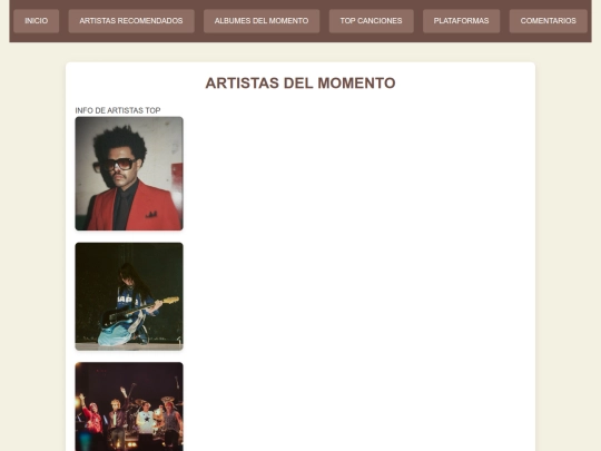 paginas/ARTISTAS screenshot