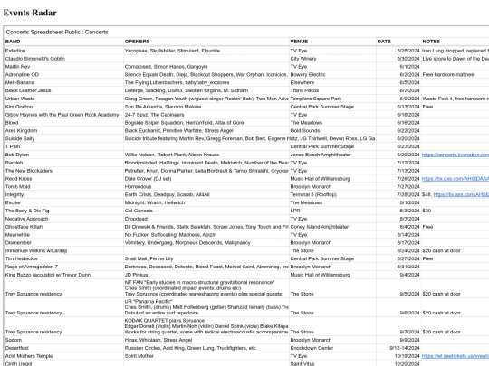 events screenshot