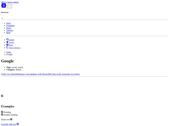 Bootstrap/Google · Bootstrap Icons screenshot