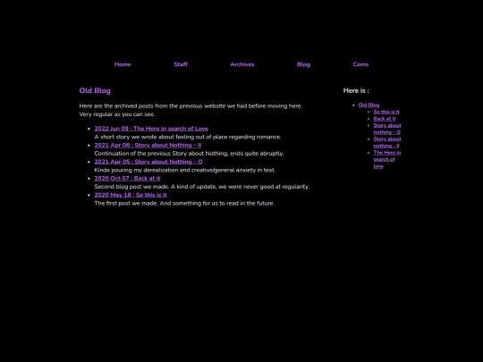 Archives/Blog screenshot
