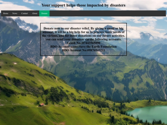 Save The earth website/Donate screenshot
