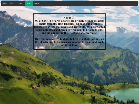 Save The earth website/about screenshot