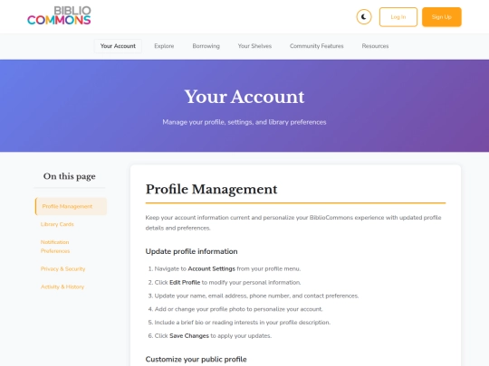 your-account screenshot