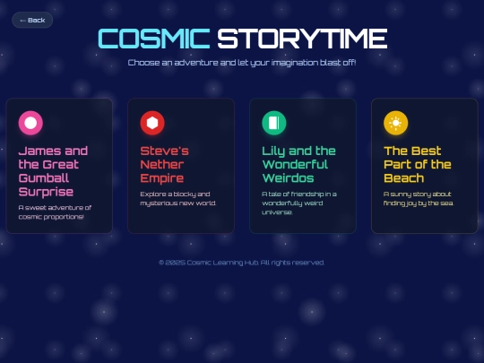 cosmicstoriespage screenshot