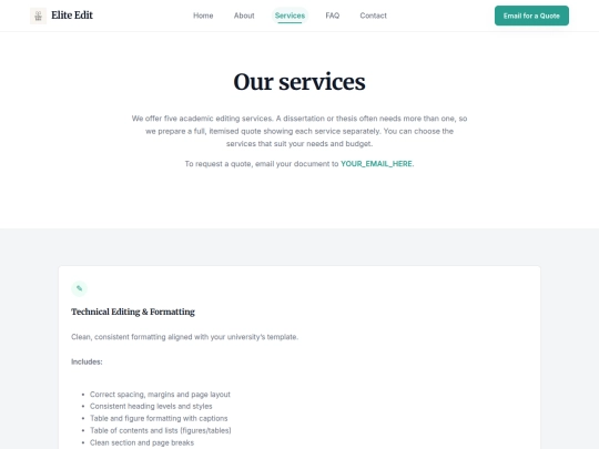 Edit/services screenshot