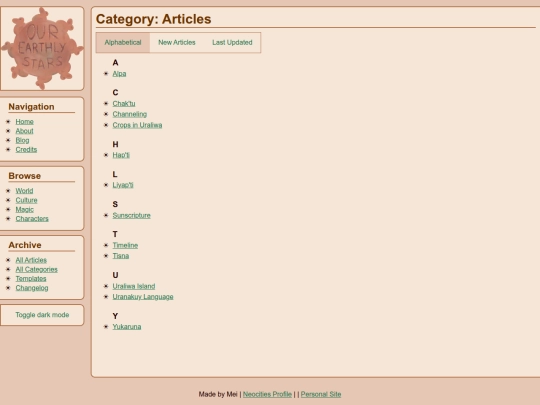 categories/articles screenshot