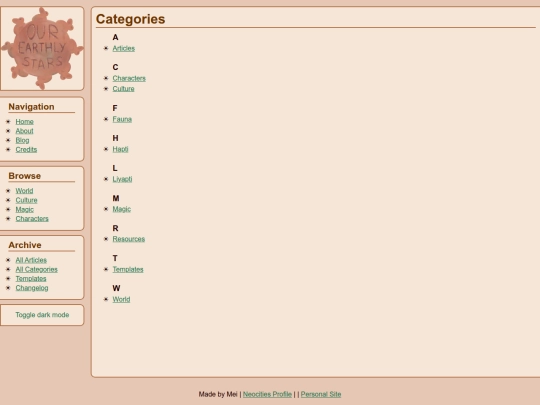 categories screenshot