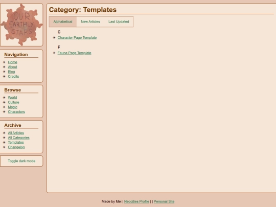 categories/templates screenshot