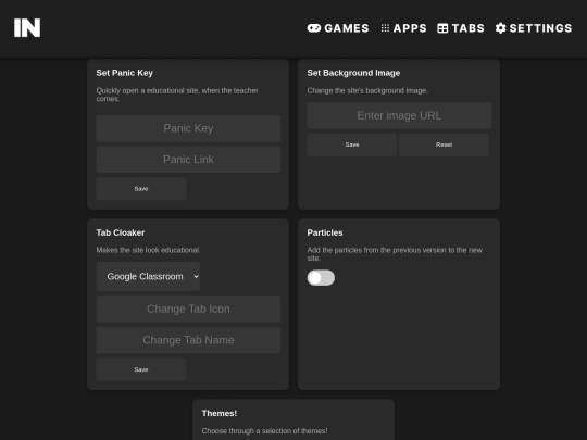 static/settings screenshot