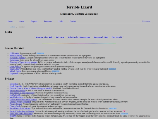 links screenshot