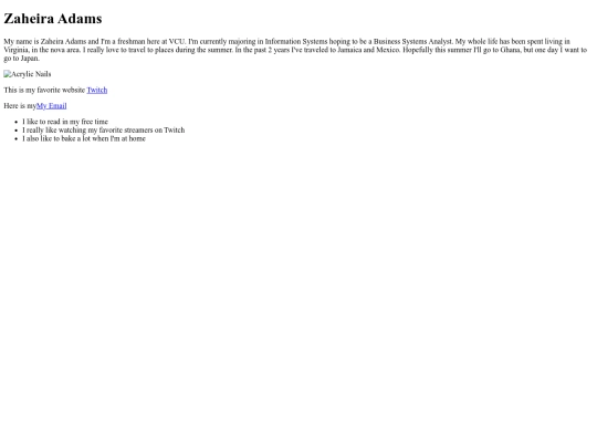 personal_webpage_zaheira_adams screenshot