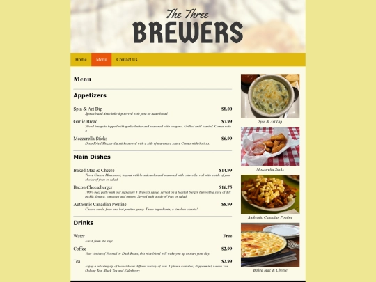 Menu screenshot