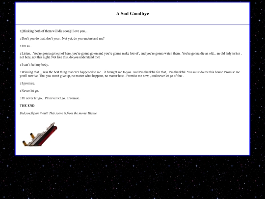 badlibs/titanic screenshot