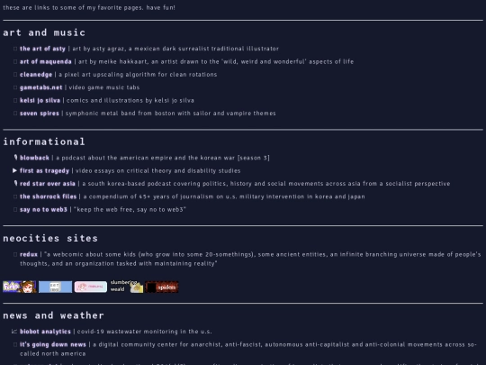 links screenshot