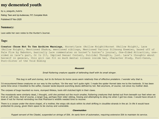 fics_hk_silksong/mydementedyouth screenshot