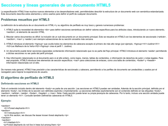 mod1/Secciones y líneas generales de un documento HTML5 screenshot
