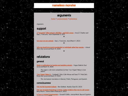 wip/com_wip/vegan/vegan_links/arguments screenshot