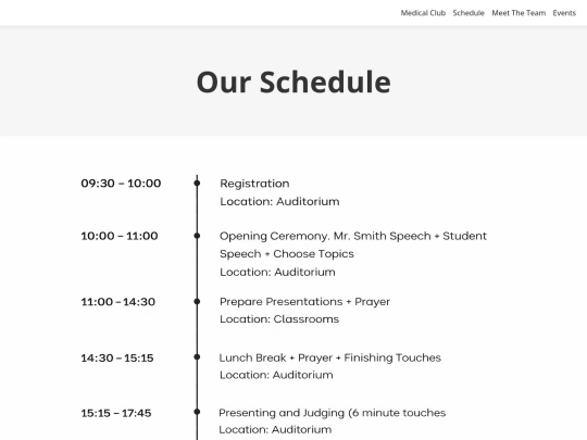 schedule screenshot