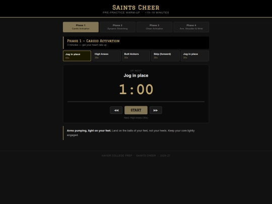 saints_warmup_timer screenshot