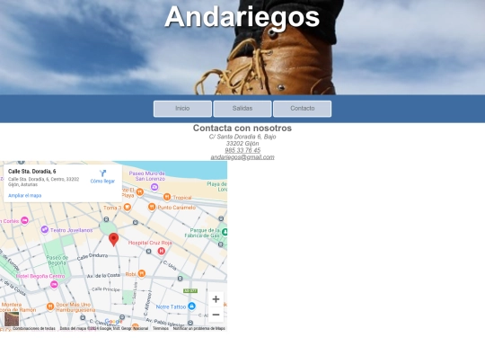 Andariegos/Andariegos/contacto screenshot